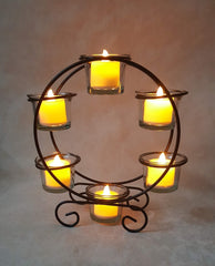 Round Candle Holder set ( 6 glass votive + 6 led included