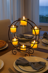 Round Candle Holder set ( 6 glass votive + 6 led included