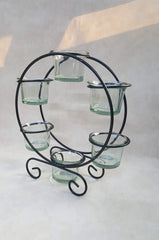 Round Candle Holder set ( 6 glass votive + 6 led included